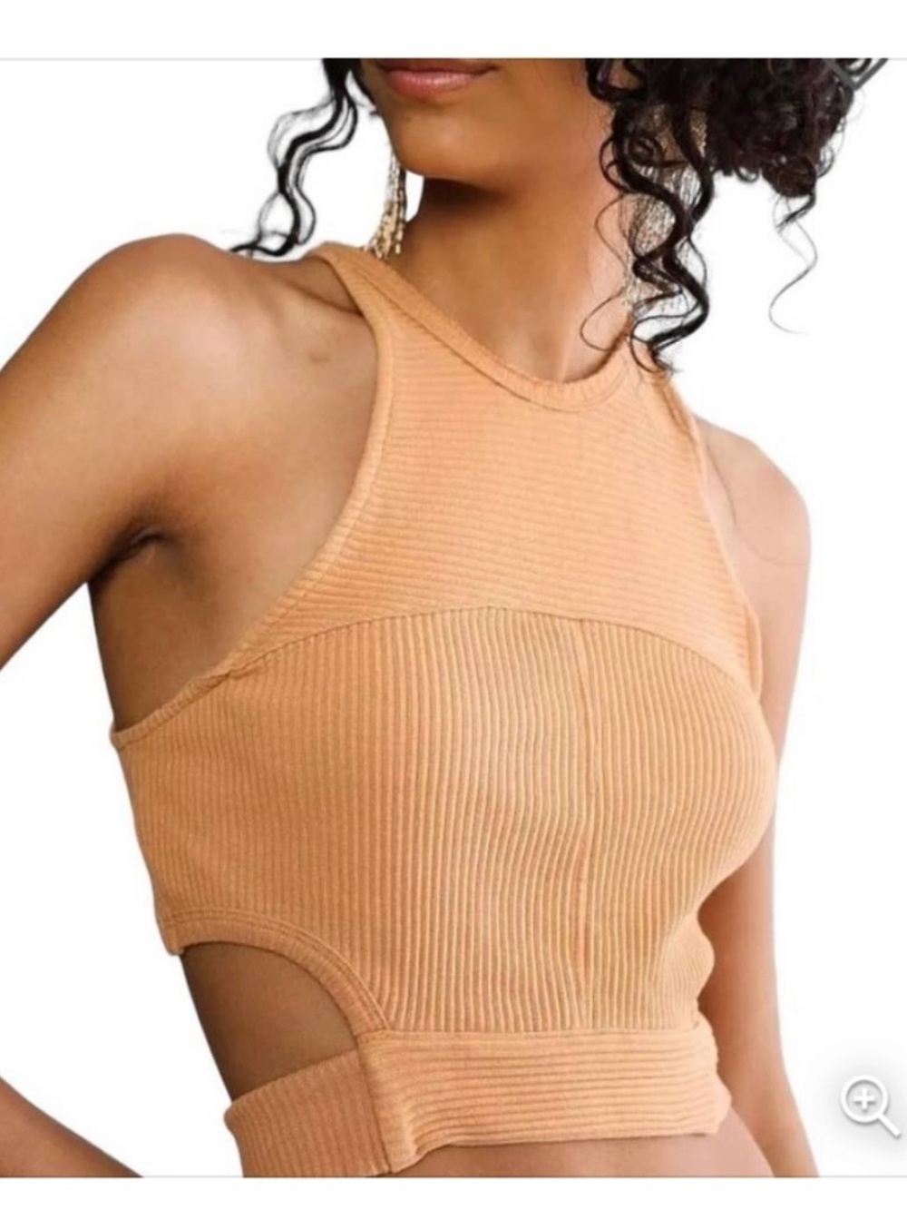 Free People Frances Ribbed Cropped Tank Top, Terracotta Orange, Size XS